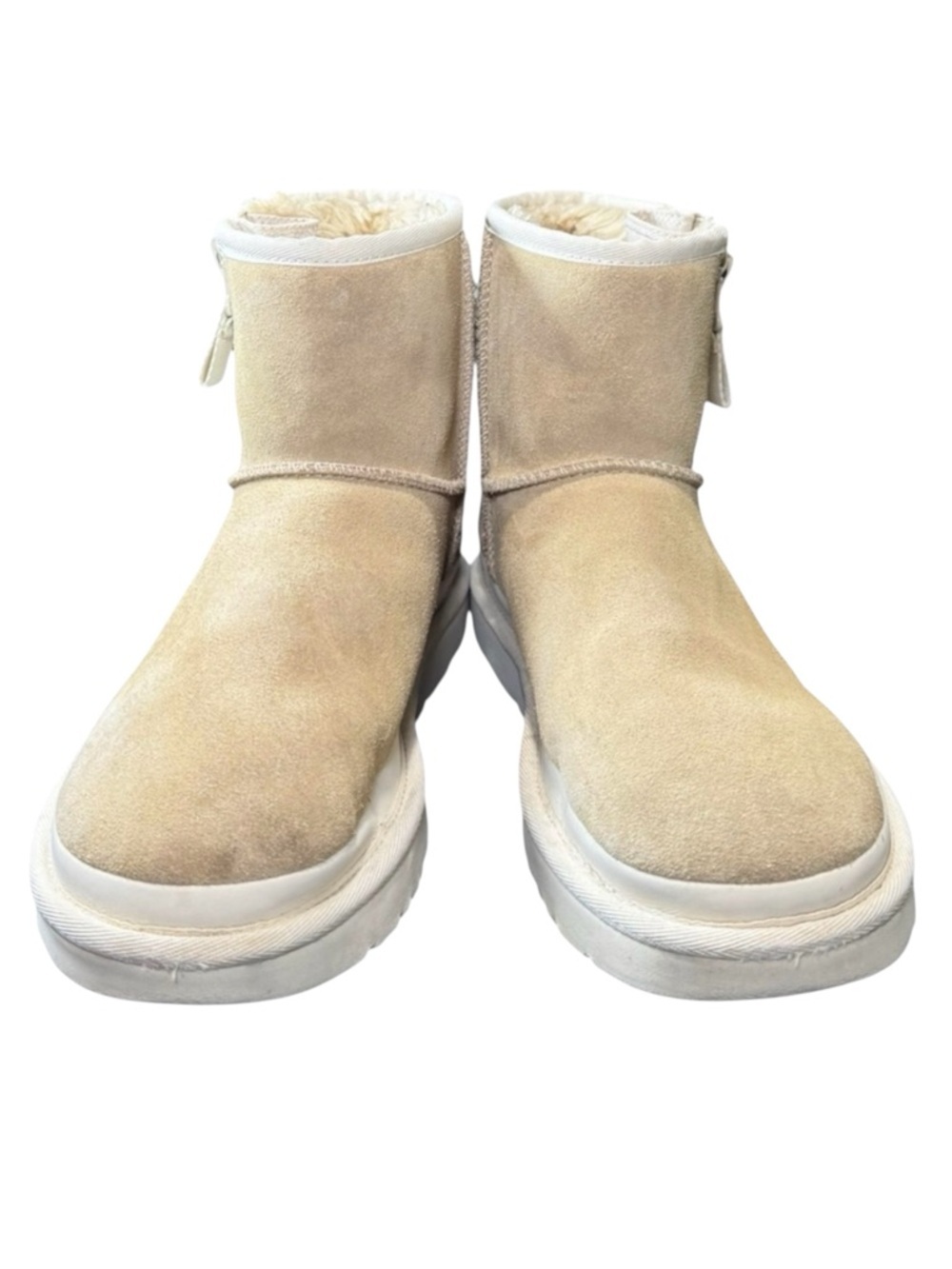 NWT UGG Classic Mini Side Zip Suede Platform Boots - Tan Size 9